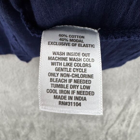 Crown & Ivy Top Womens XL Blue Navy Crew Neck Long Sleeves Smoked Elastic Cuff - Picture 13 of 13